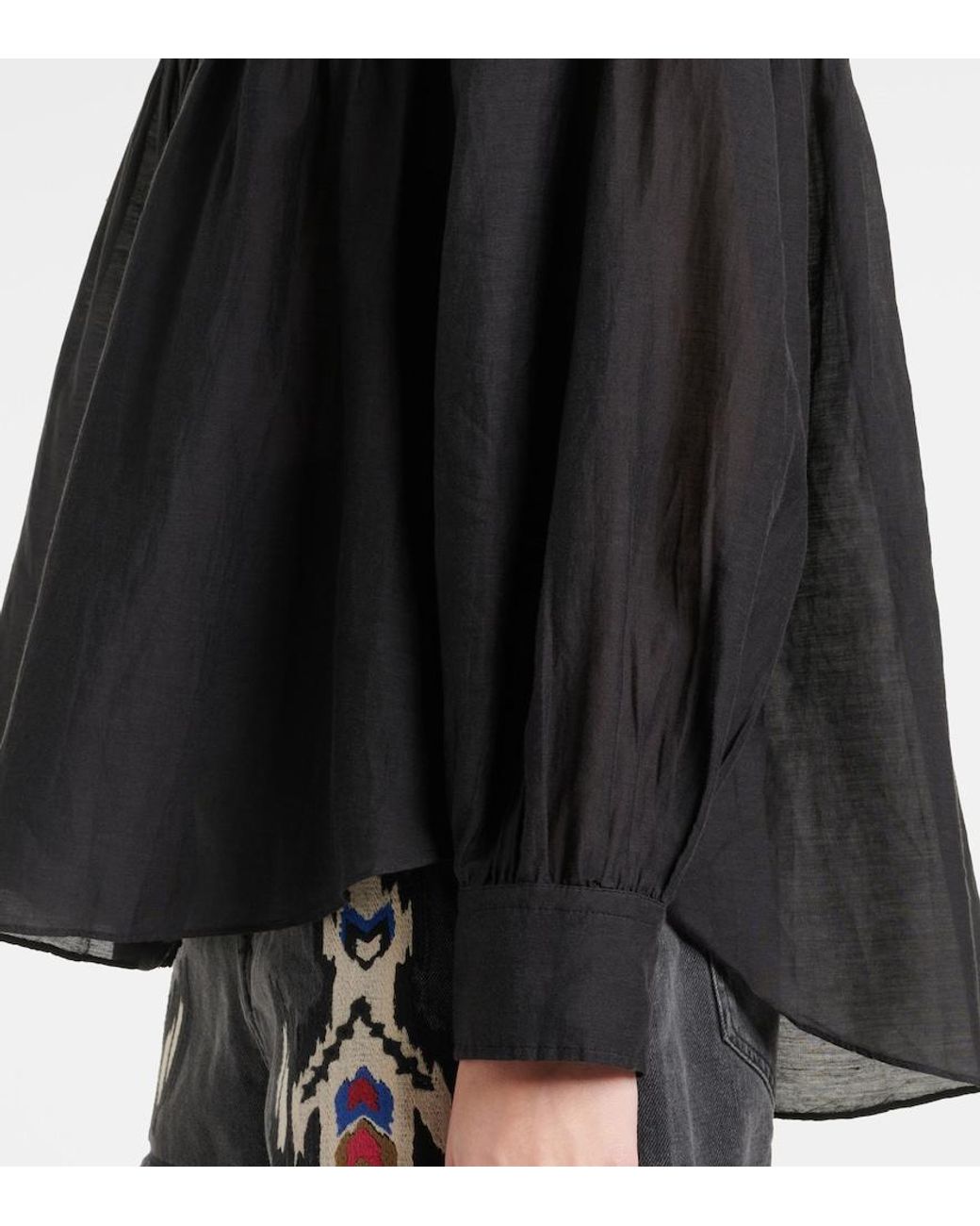 Isabel Marant Black Plalia Cotton-Blend Top