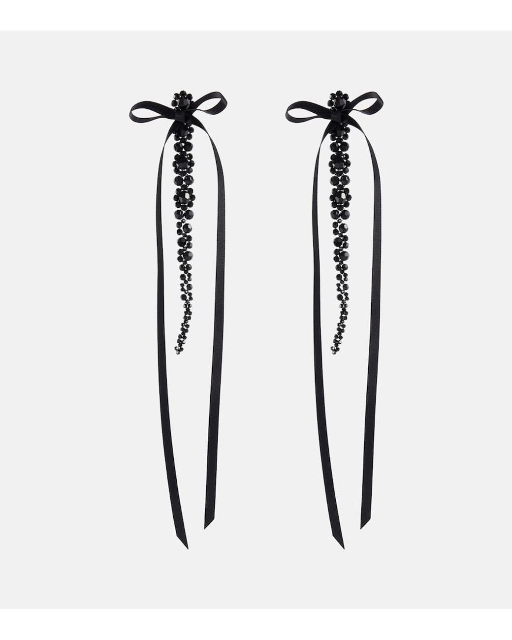 Orecchini Pendenti Con Cristalli E Fiocco di Simone Rocha in Black