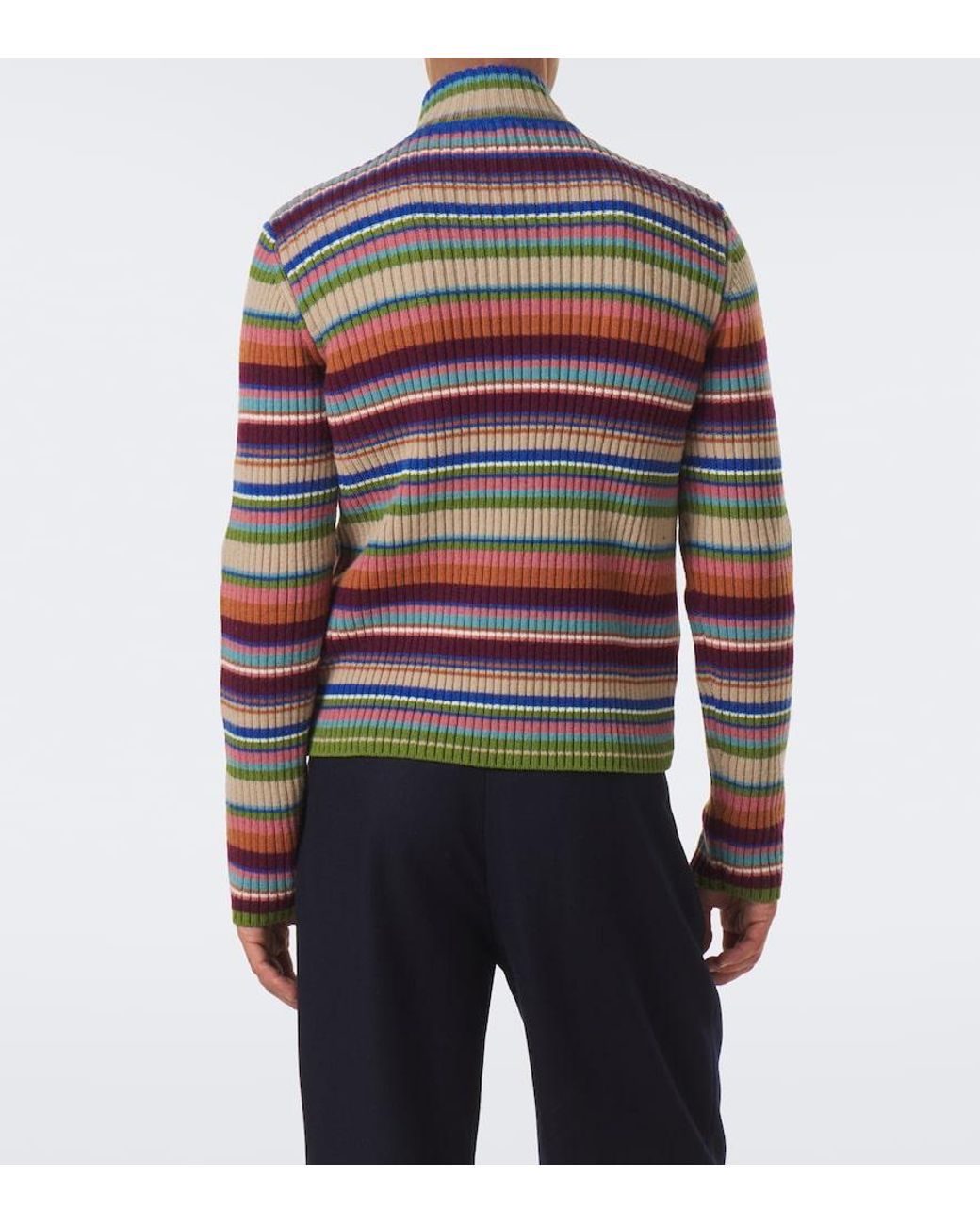 Dries Van Noten Red Striped Wool Sweater for men