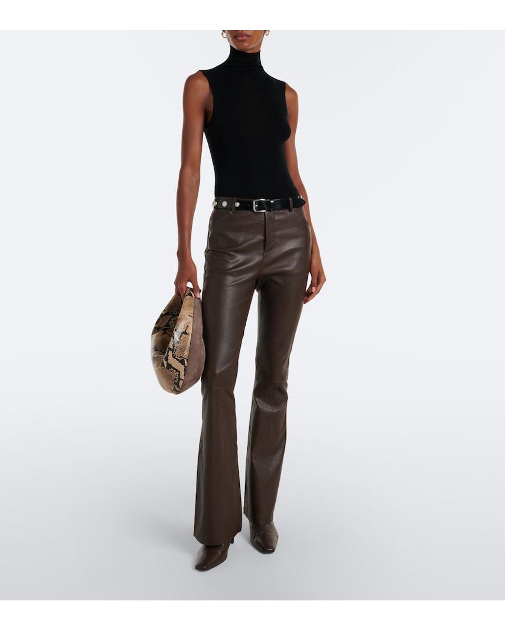 Vince Black Leather Flared Pants
