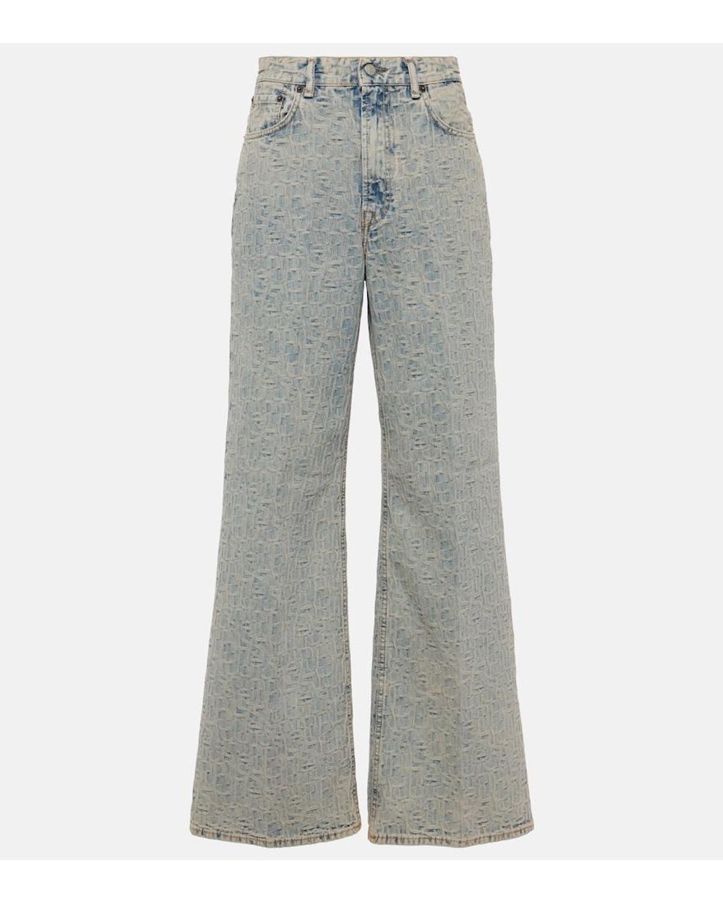 Acne Gray Monogram High-Rise Wide-Leg Jeans