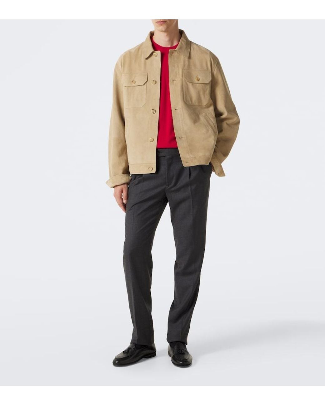 Rubinacci Gray Virgin Wool Straight Pants for men