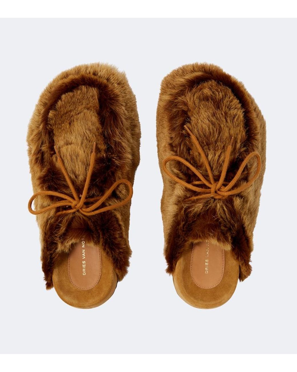 Dries Van Noten Brown Shearling Clogs for men