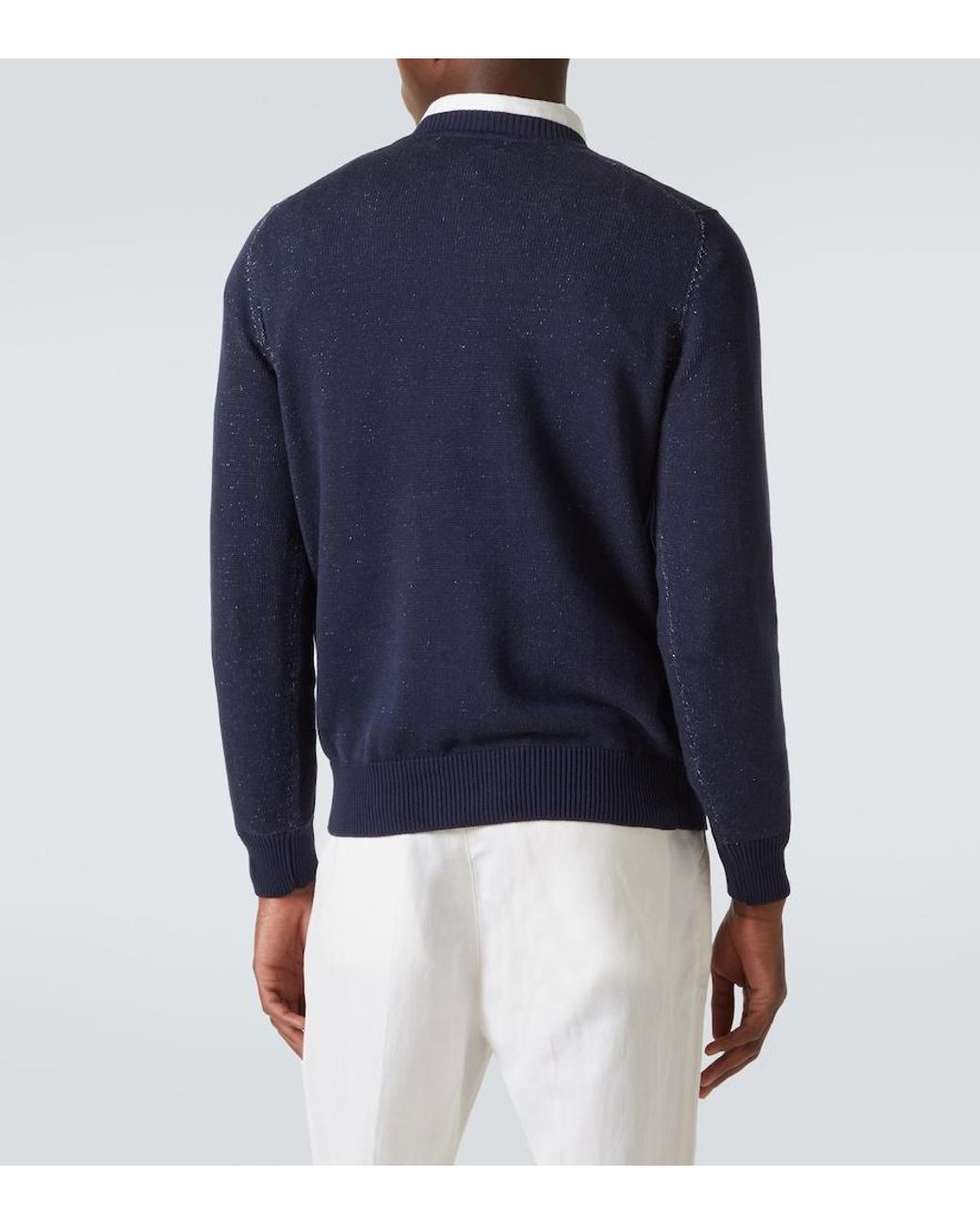 Jersey De Algodon De Intarsia Brunello Cucinelli de hombre de color Blue