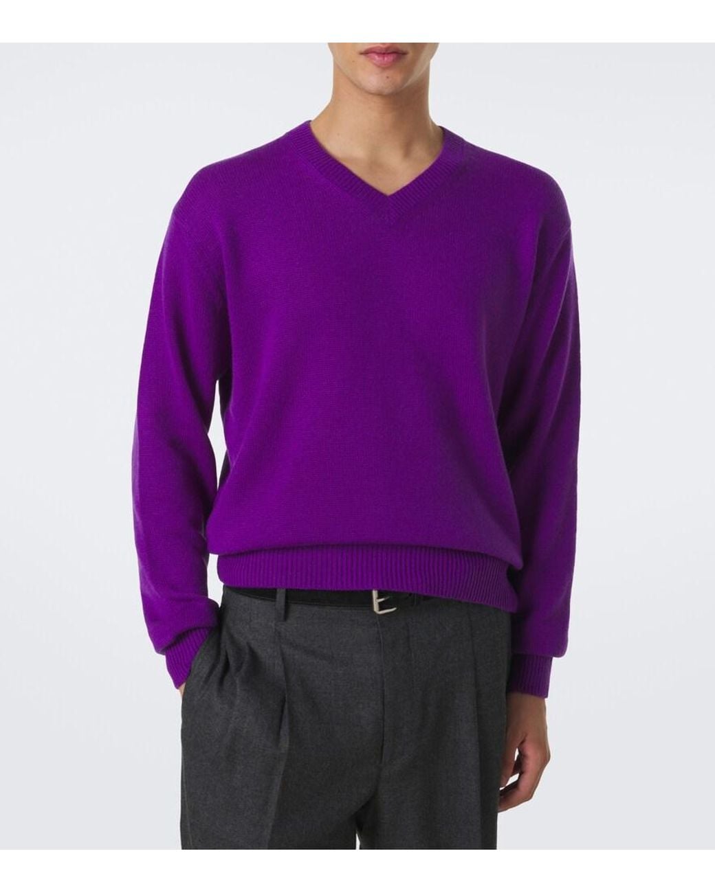 Auralee Purple Cashmere Sweater for men