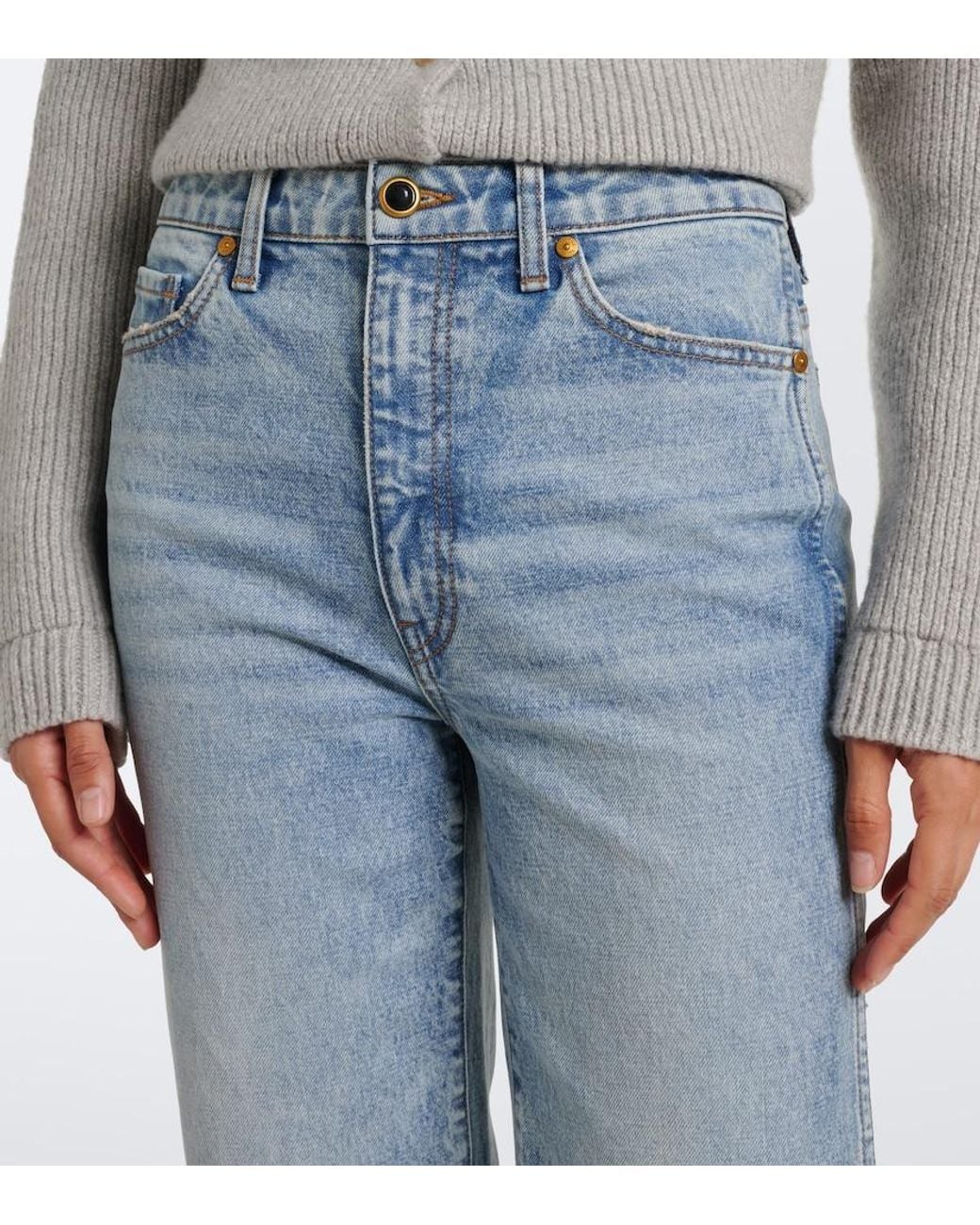 Khaite Blue High-rise Straight Jeans