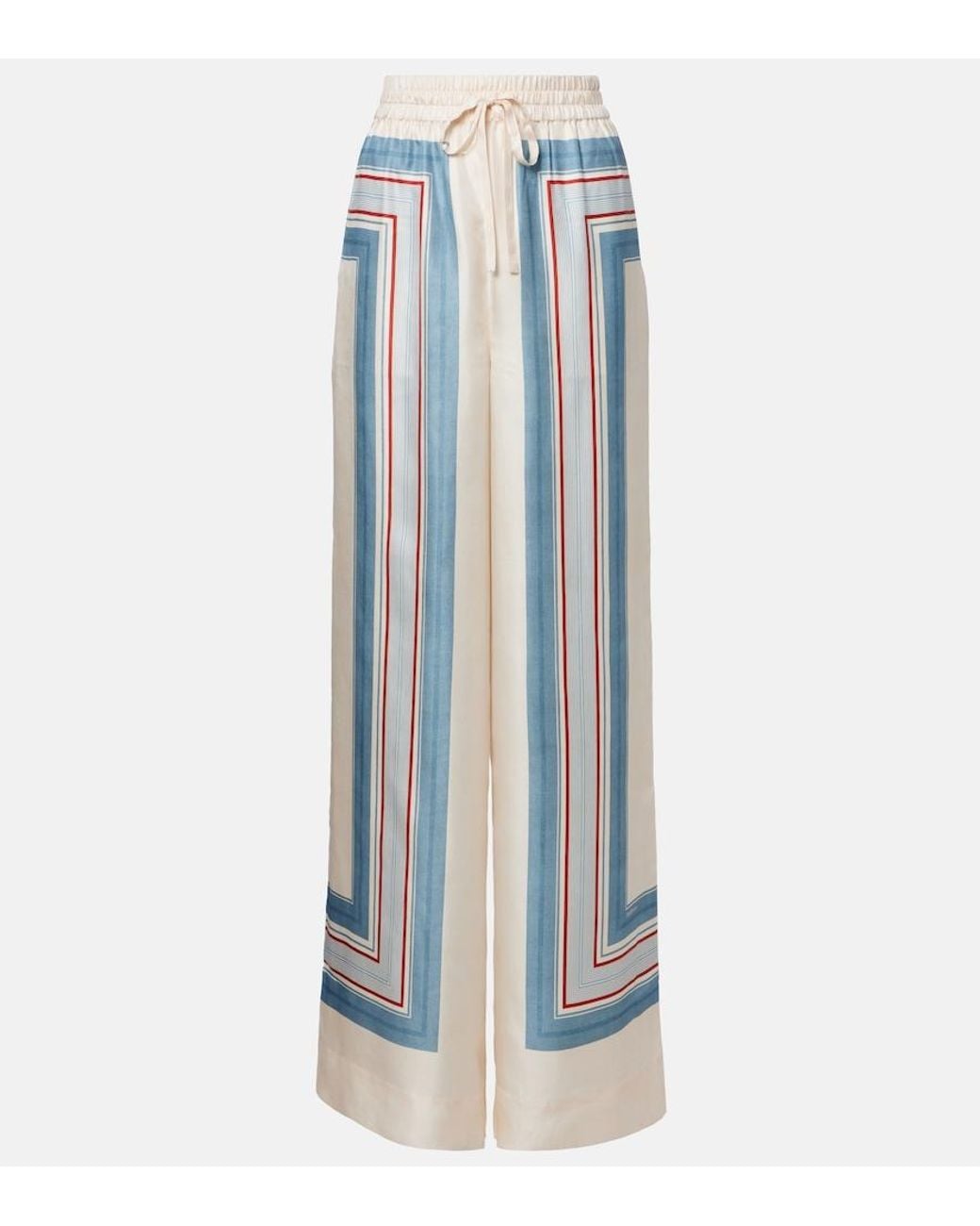 Zimmermann Blue Striped Silk Palazzo Pants