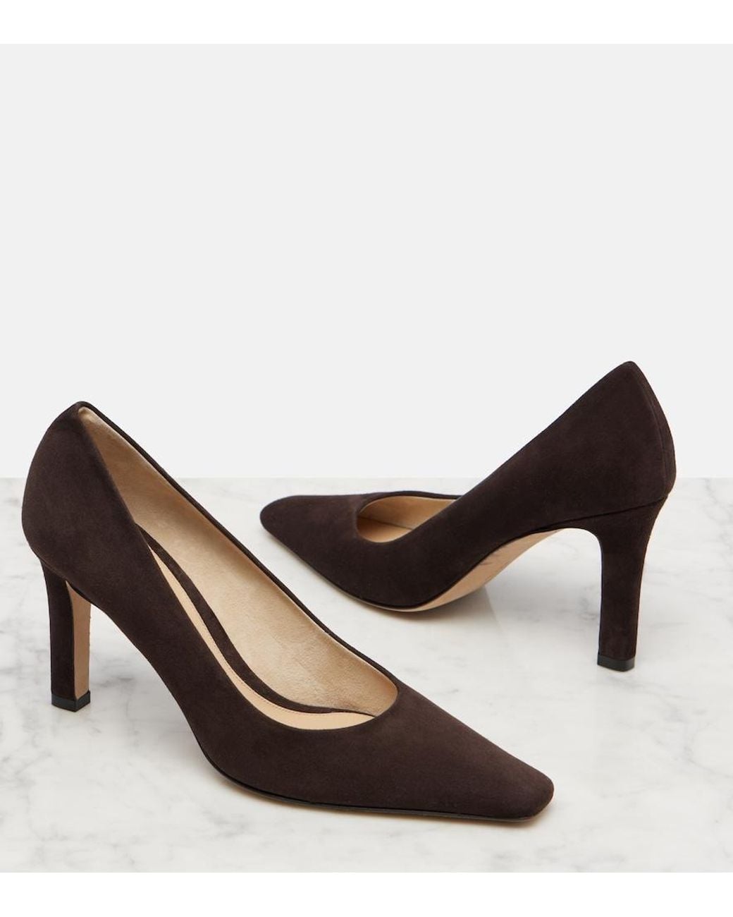 The Row Brown Carla 80 Suede Pumps