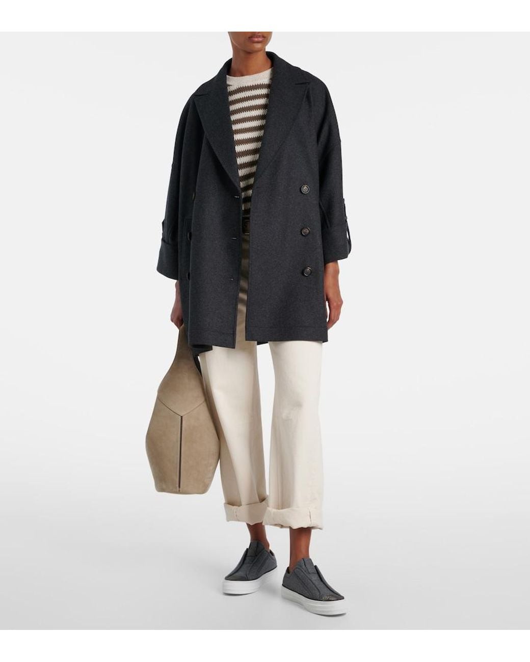 Brunello Cucinelli Gray Slip-Ons