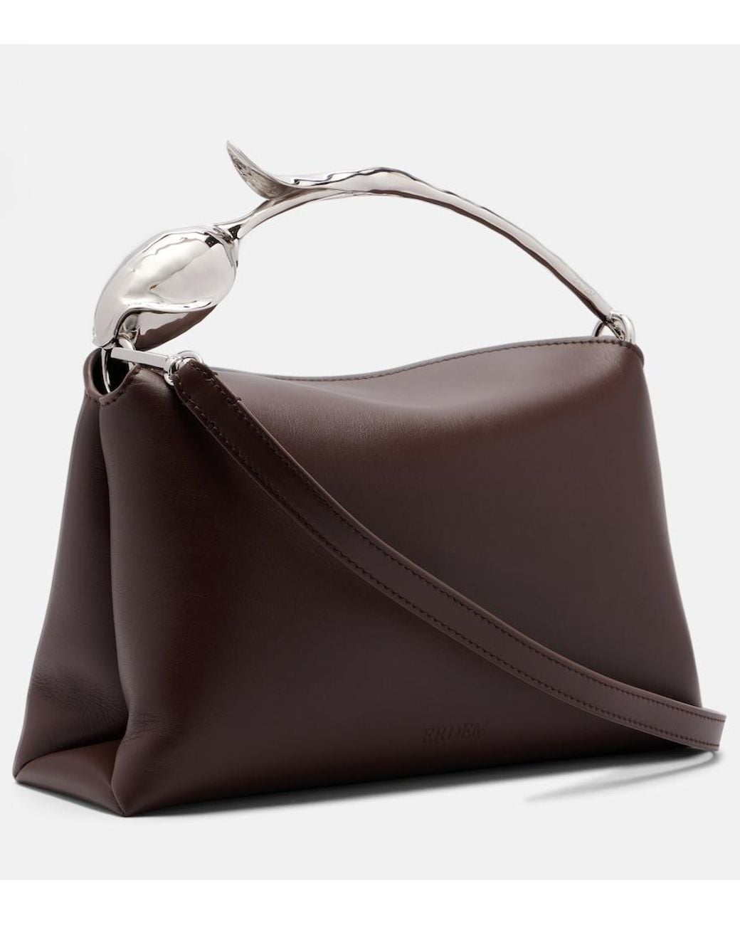 Erdem Brown Bloom Midi Leather Top-Handle Bag