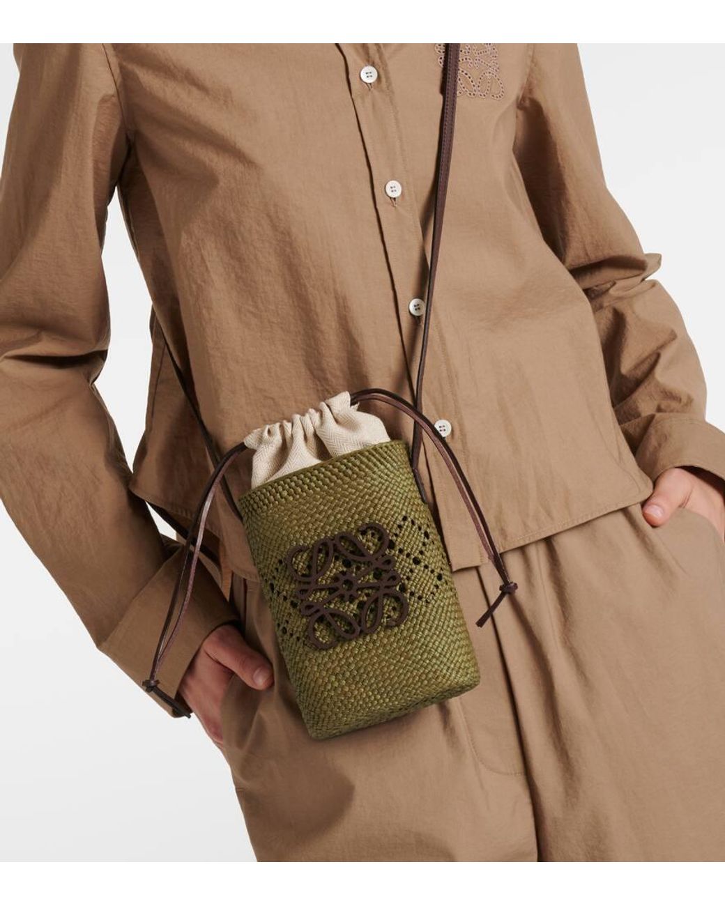 Loewe Paula'S Ibiza Ajoure Anagram Bucket Bag in Metallic | Lyst
