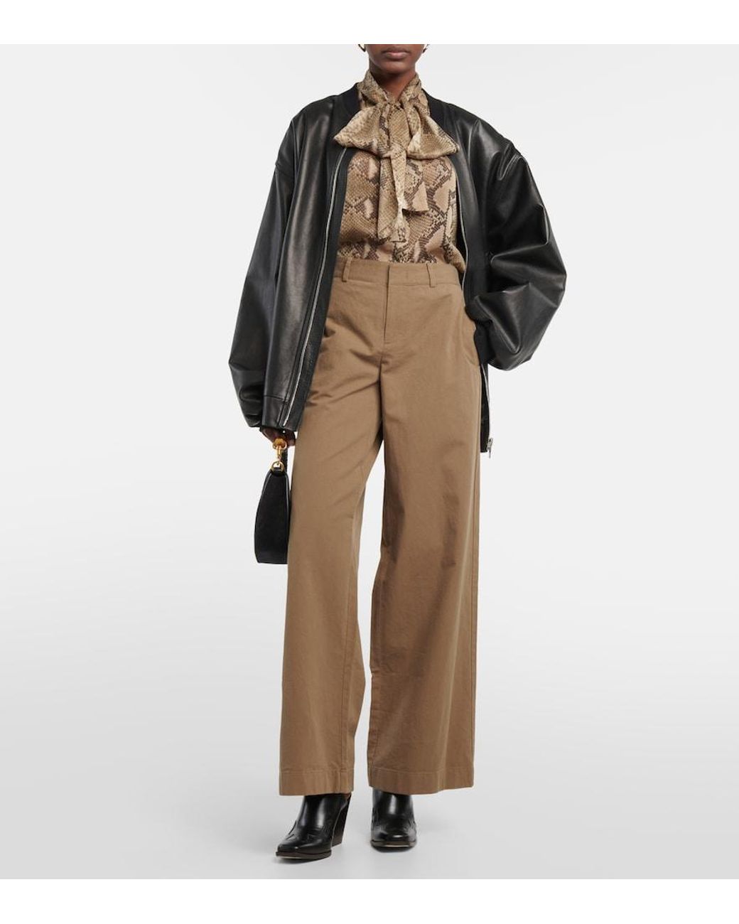 Vince Green High-Rise Cotton Twill Wide-Leg Pants