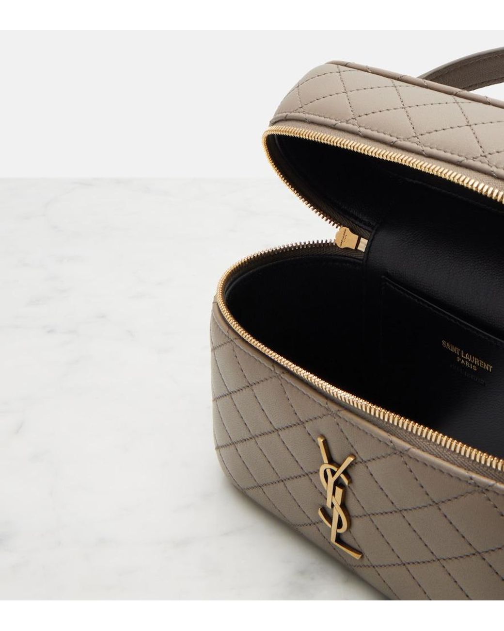 Saint Laurent White Gaby Quilted Leather Vanity Bag