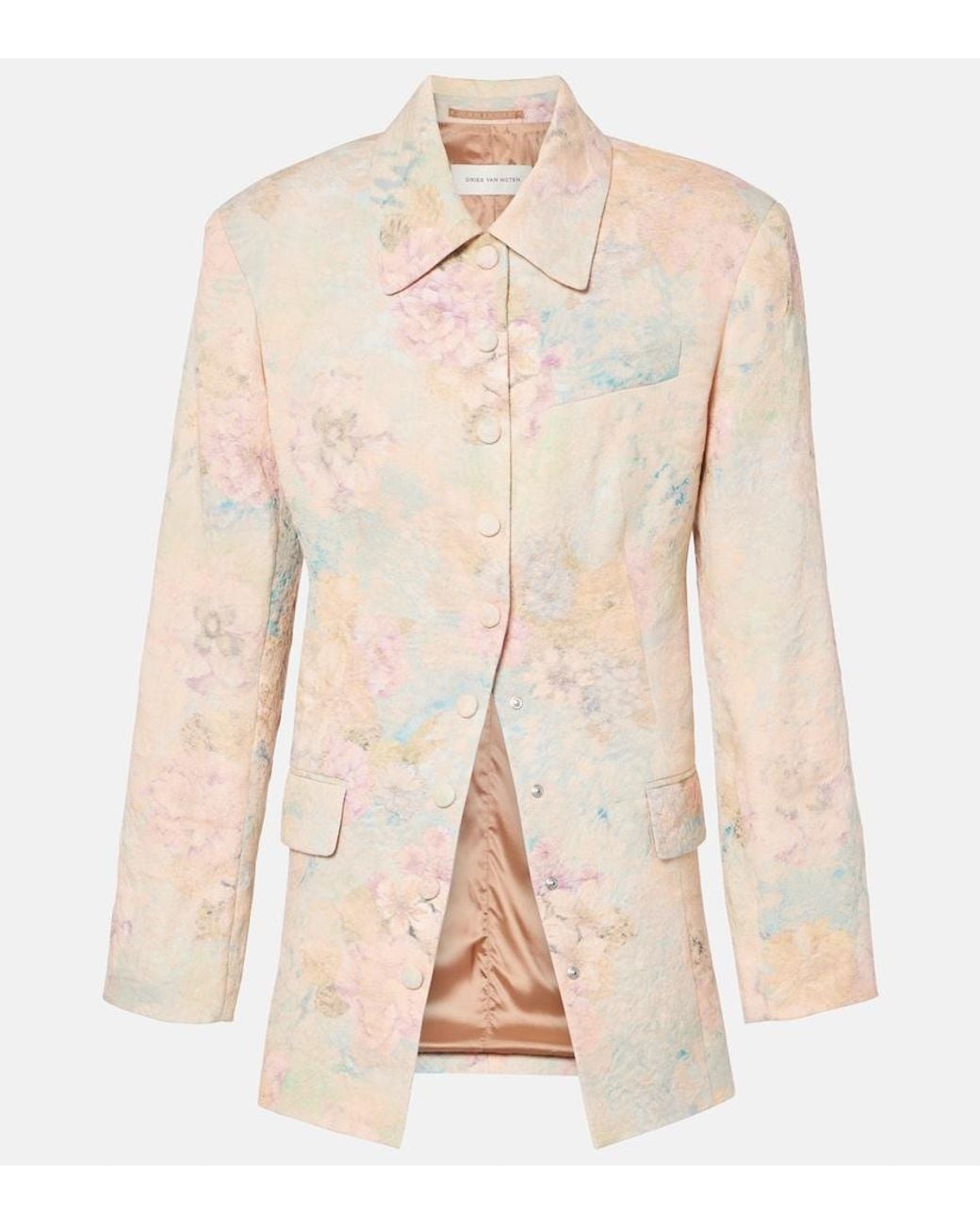 Dries Van Noten Natural Floral Linen-Blend Jacquard Blazer