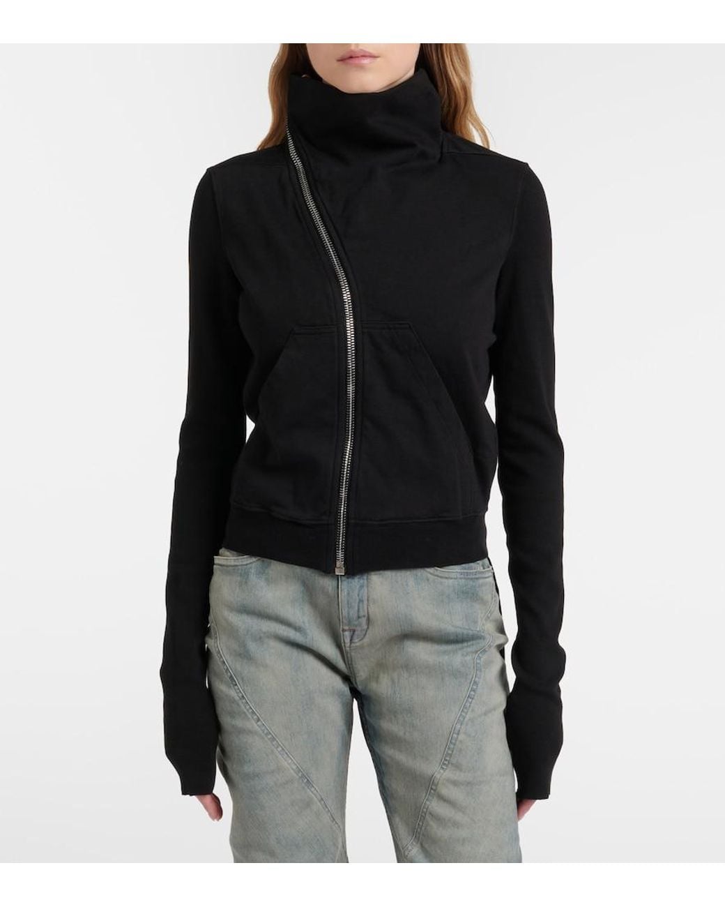 Rick Owens Black Belted Cotton Jersey Sweatshirt