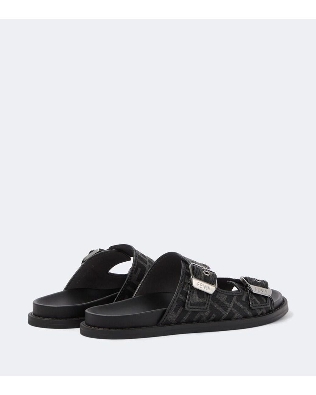 Fendi Black Feel Ff Zucca Jacquard Slides for men