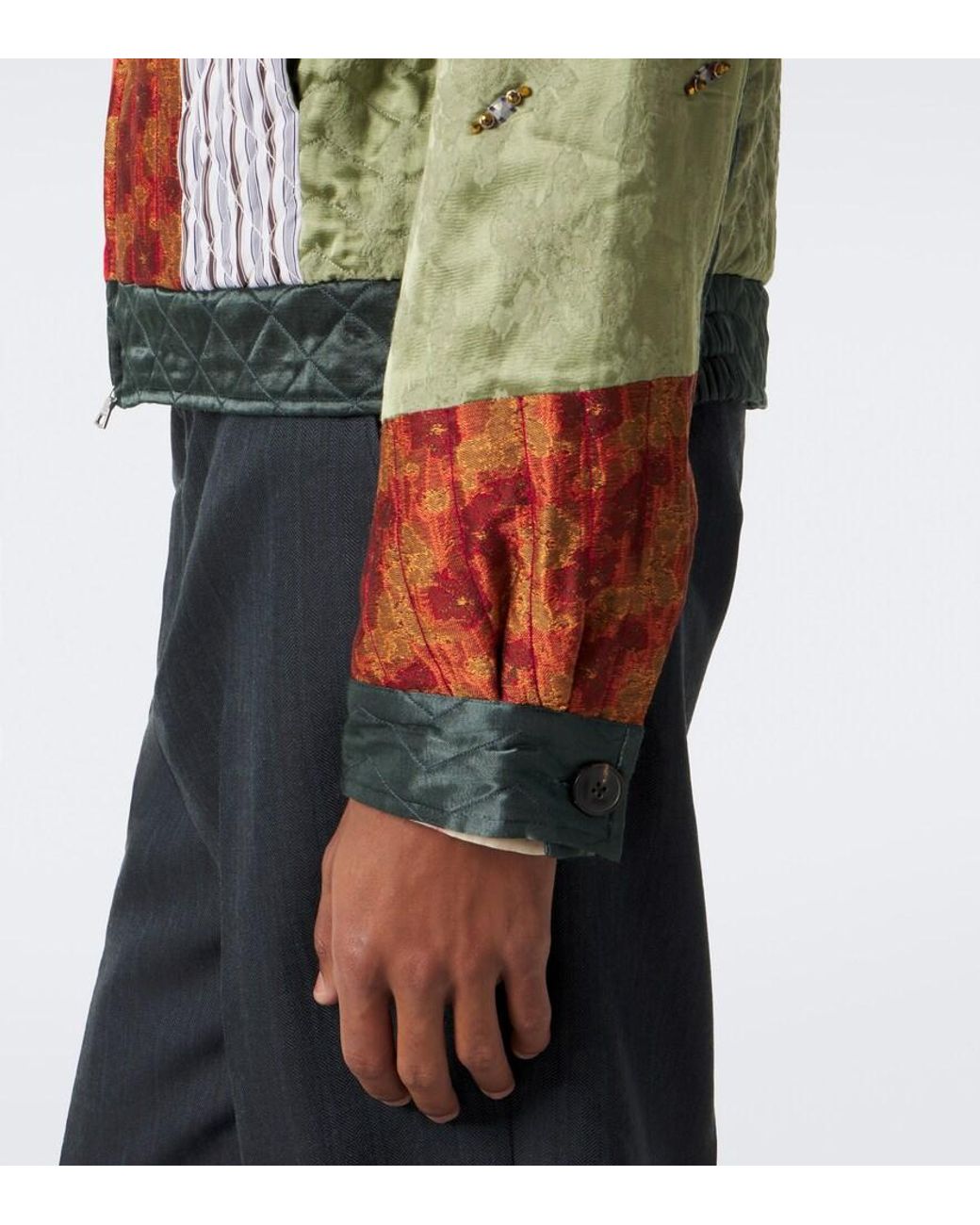 Dries Van Noten Red Embellished Patchwork Blouson Jacket for men