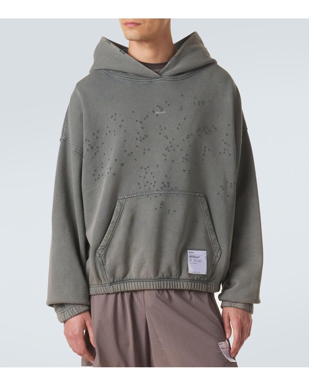 Satisfy Gray Mothtech Cotton Hoodie for men