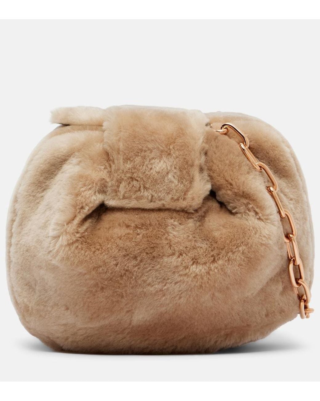 Gabriela Hearst Natural Demi Small Shearling Clutch