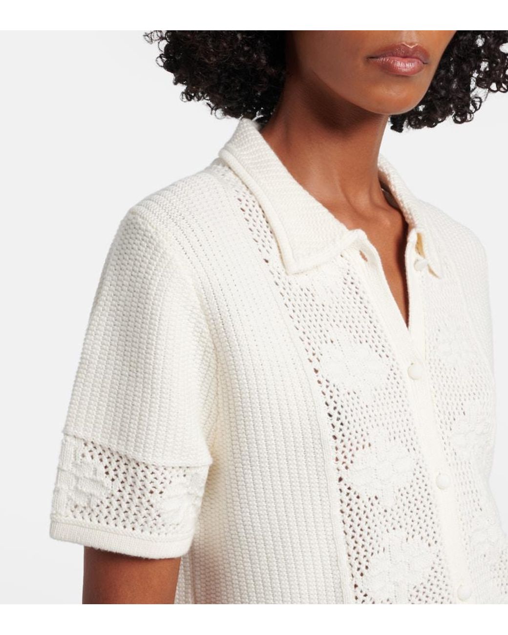 Velvet White Rosemond Open-Knit Cotton And Cashmere Top