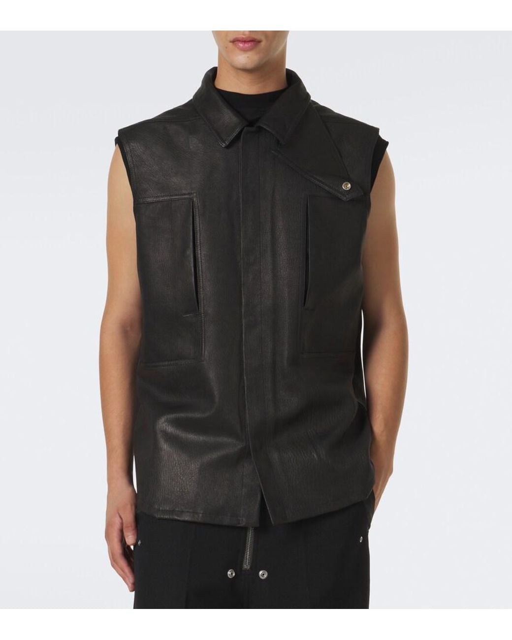 Rick Owens Black Sl Leather Vest for men