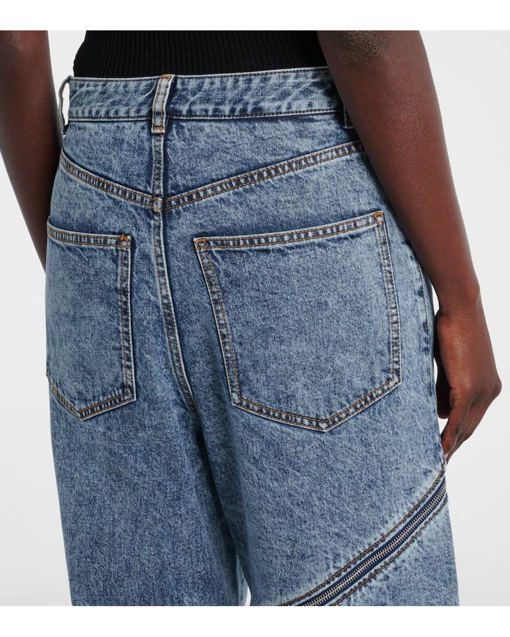 Alaïa Blue Spiral High-Rise Wide-Leg Jeans