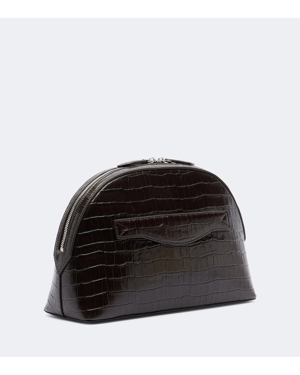 A.Emery Black Halloran Croc-Effect Leather Clutch