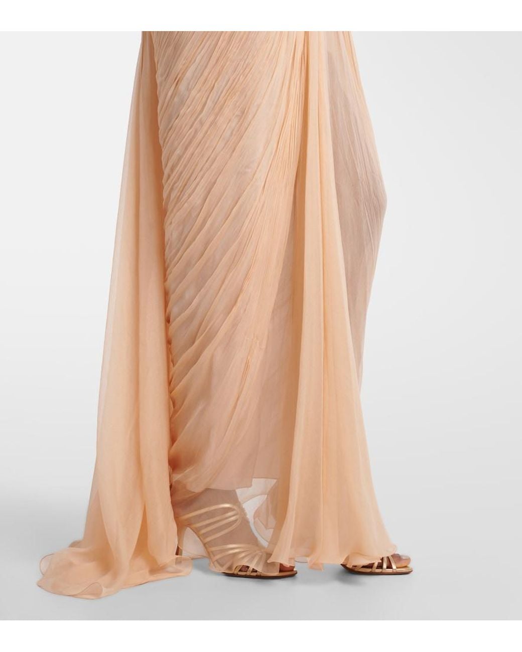 Maria Lucia Hohan White Cecilia Draped Silk Gown