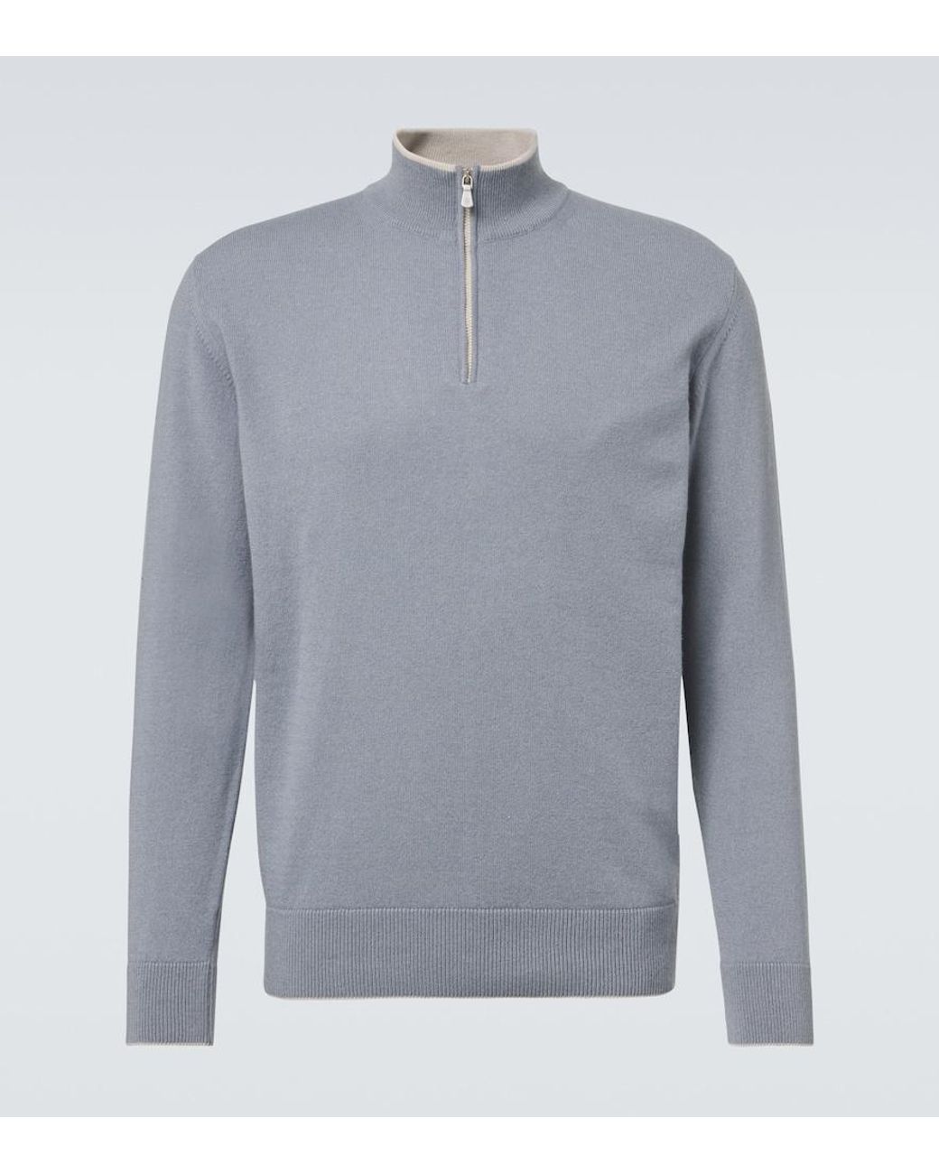 Eleventy Gray Cashmere Half-Zip Sweater for men