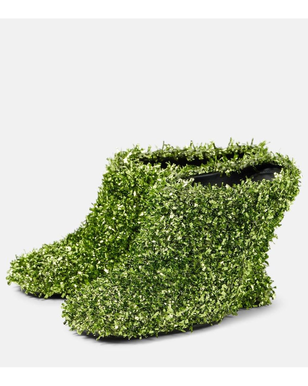 Dries Van Noten Green 105 Glitter Metallic Wedge Mules