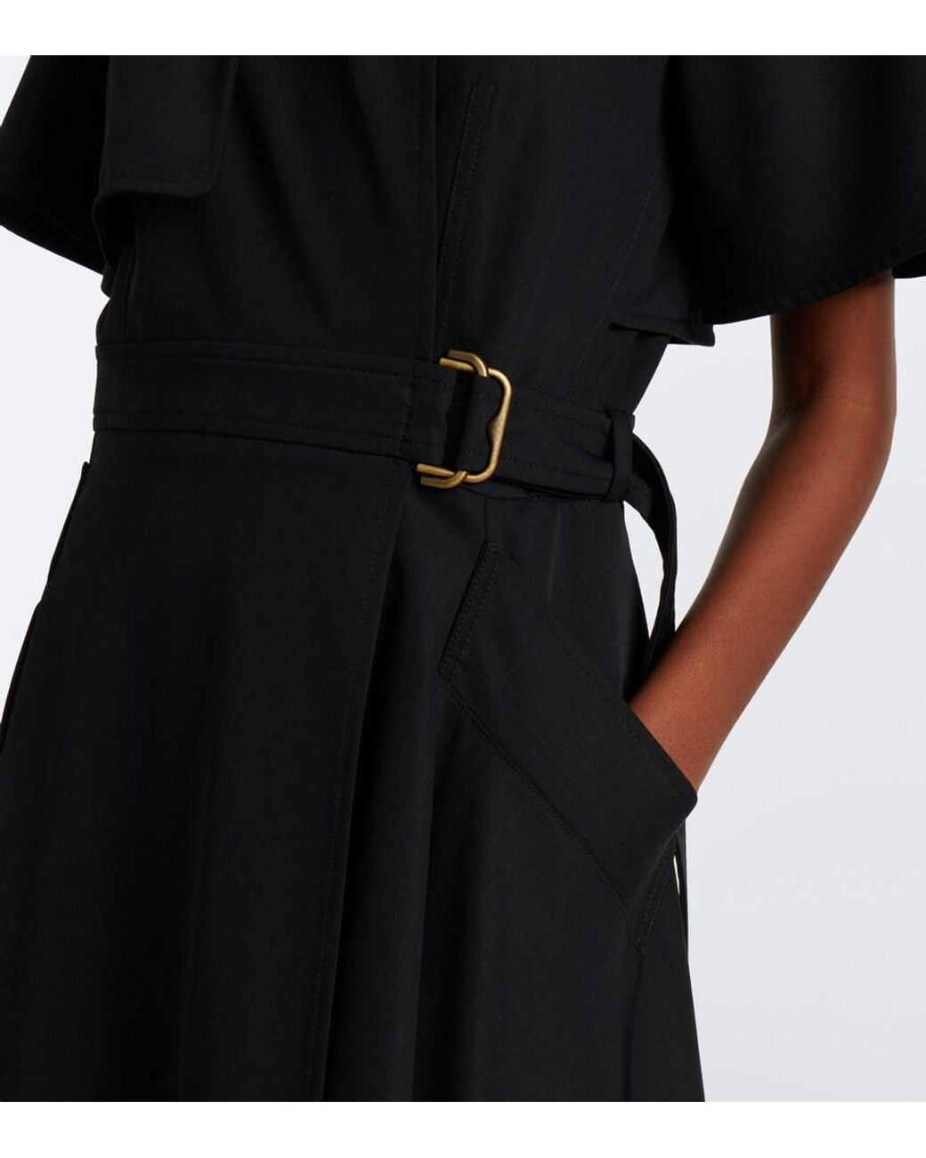 Burberry Black Belted Wool Wrap Dress