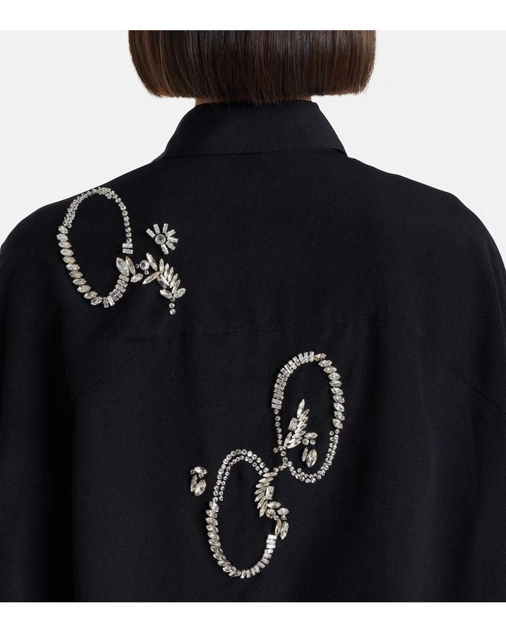 Dries Van Noten Black Oversized Embellished Shirt