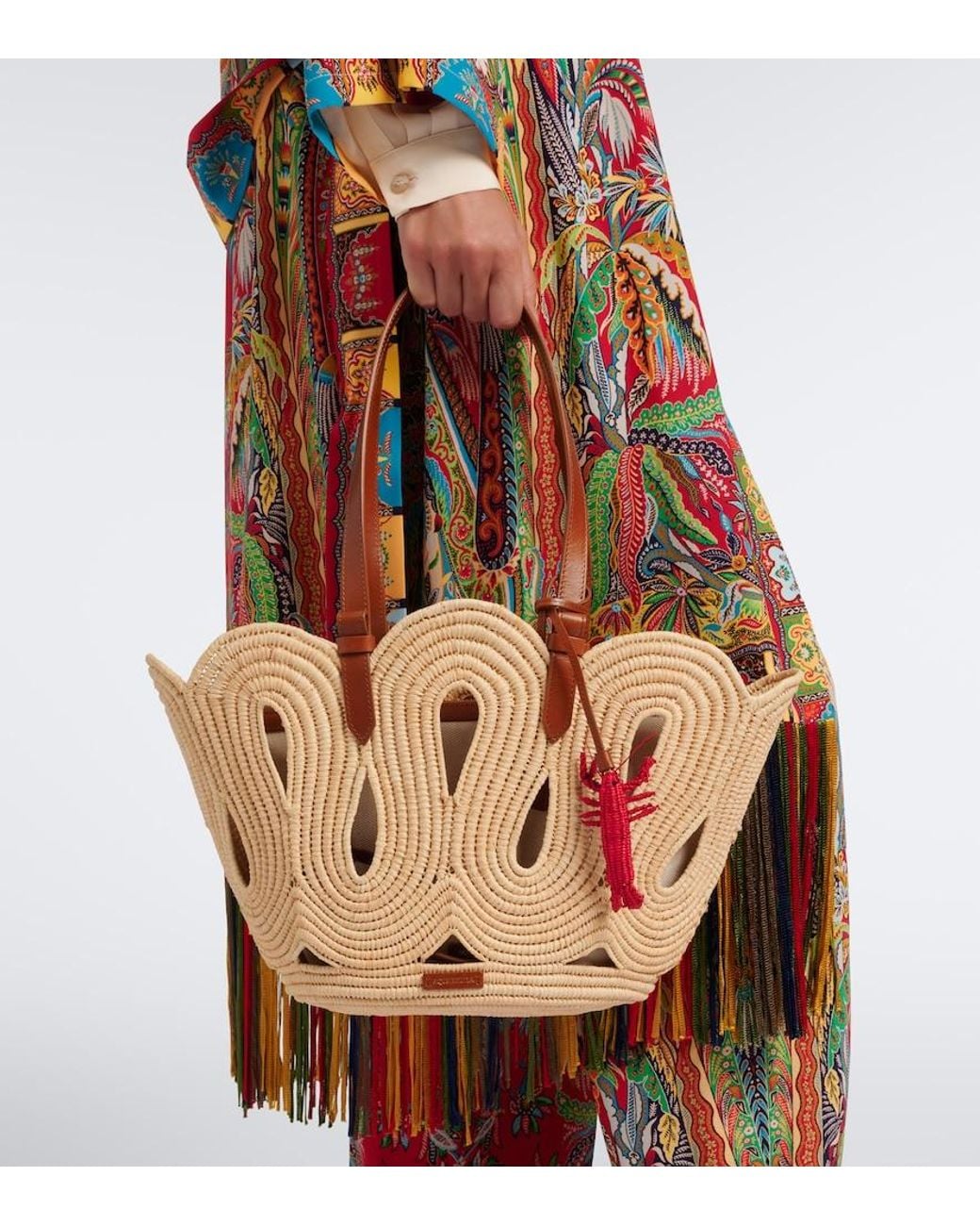 Aquazzura Natural Artiste Medium Raffia Tote Bag