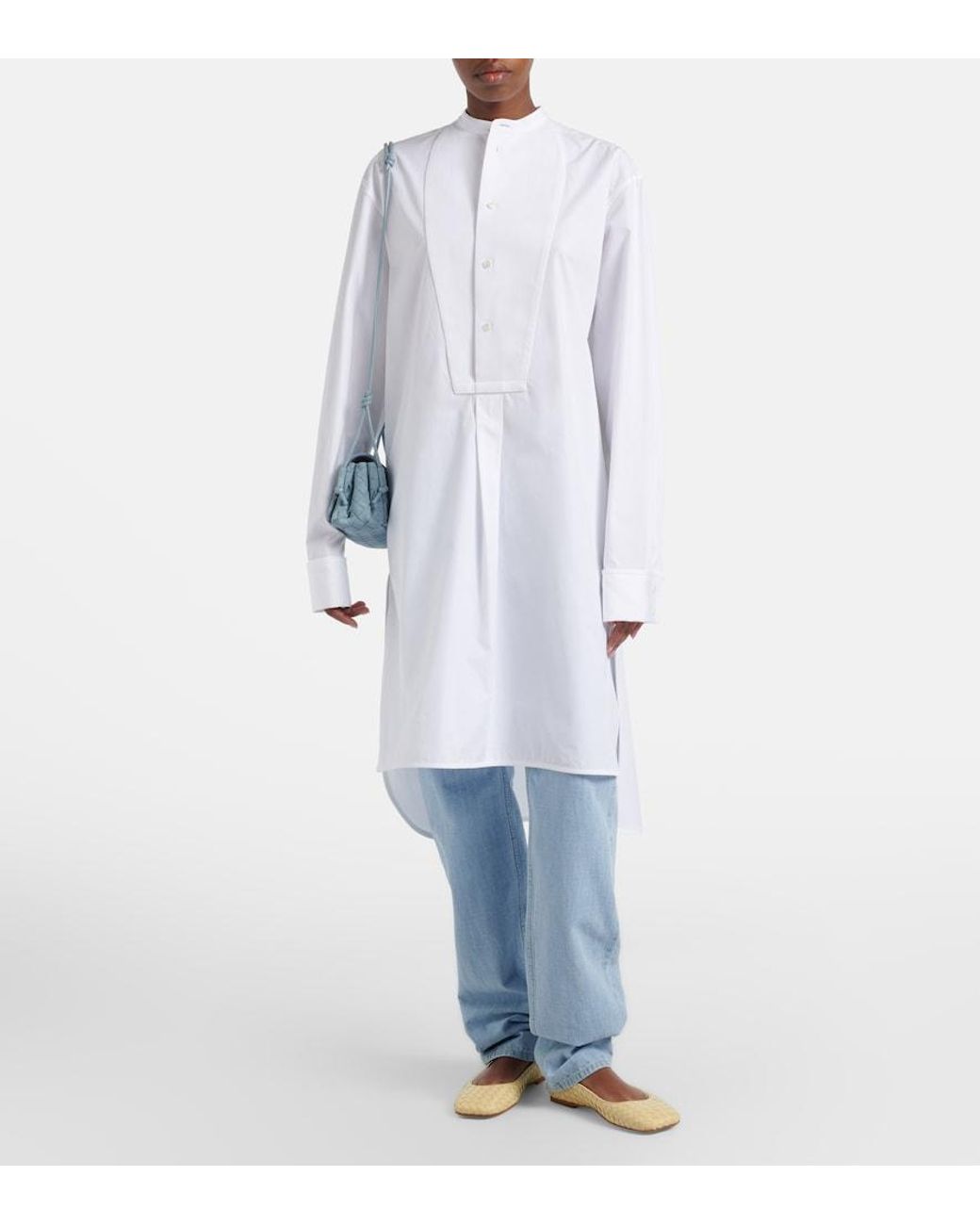 Bottega Veneta White Oversized Cotton Poplin Midi Dress