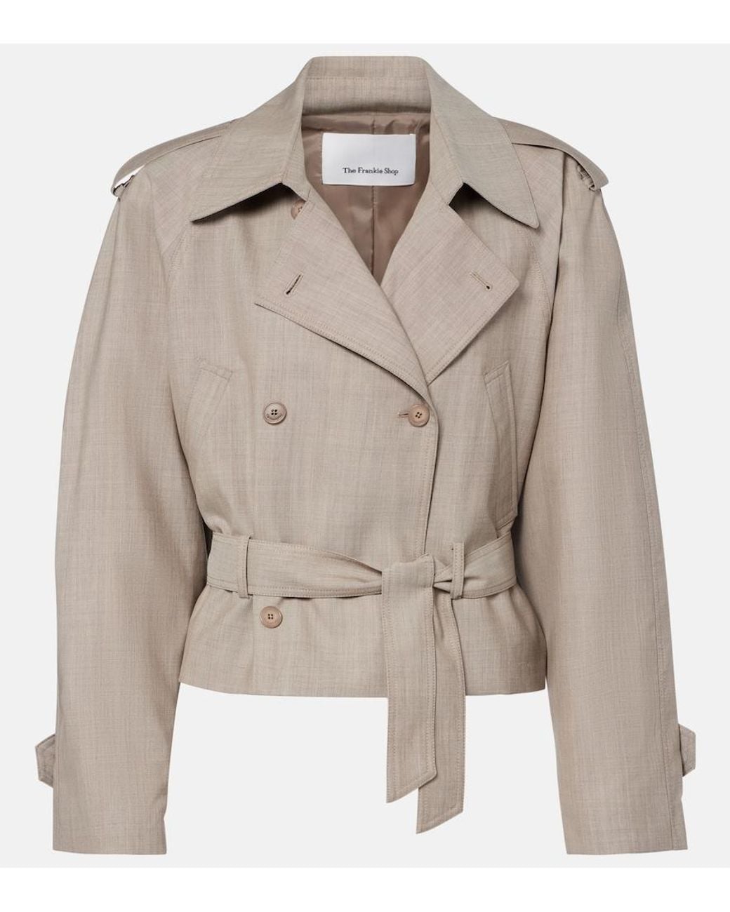 Frankie Shop Natural Stan Belted Wool Jacket
