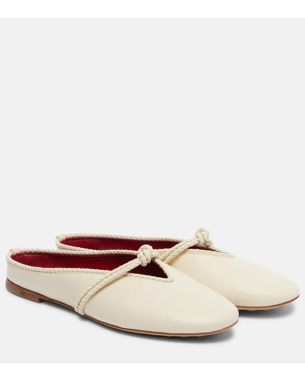 Bottega Veneta White Rosa Intrecciato Leather Mules