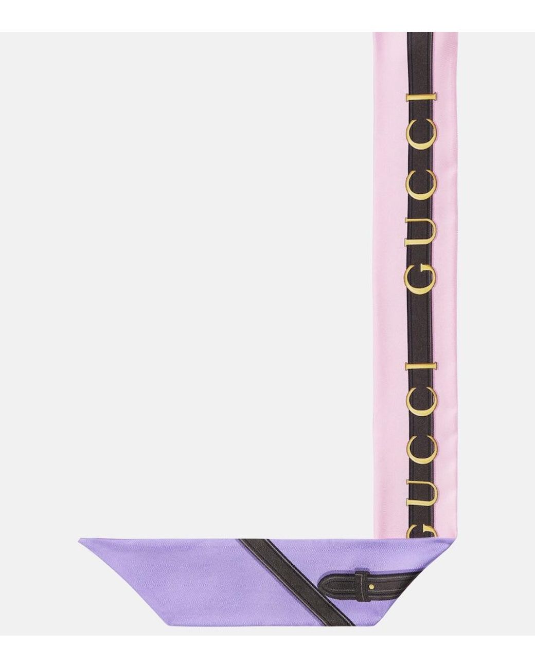 Gucci Purple Printed Silk Twill Ribbon