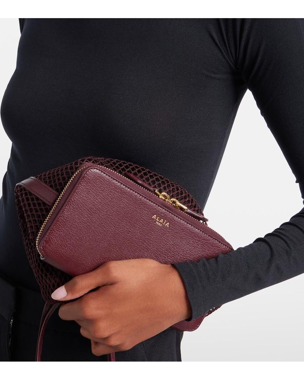 Alaïa Black Le Pochon Fishnet Bucket Bag