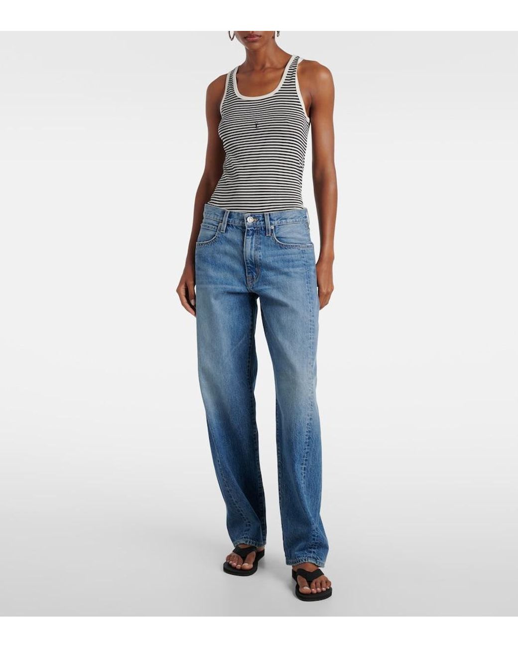 SLVRLAKE Denim Blue Jackson Low-Rise Wide-Leg Jeans