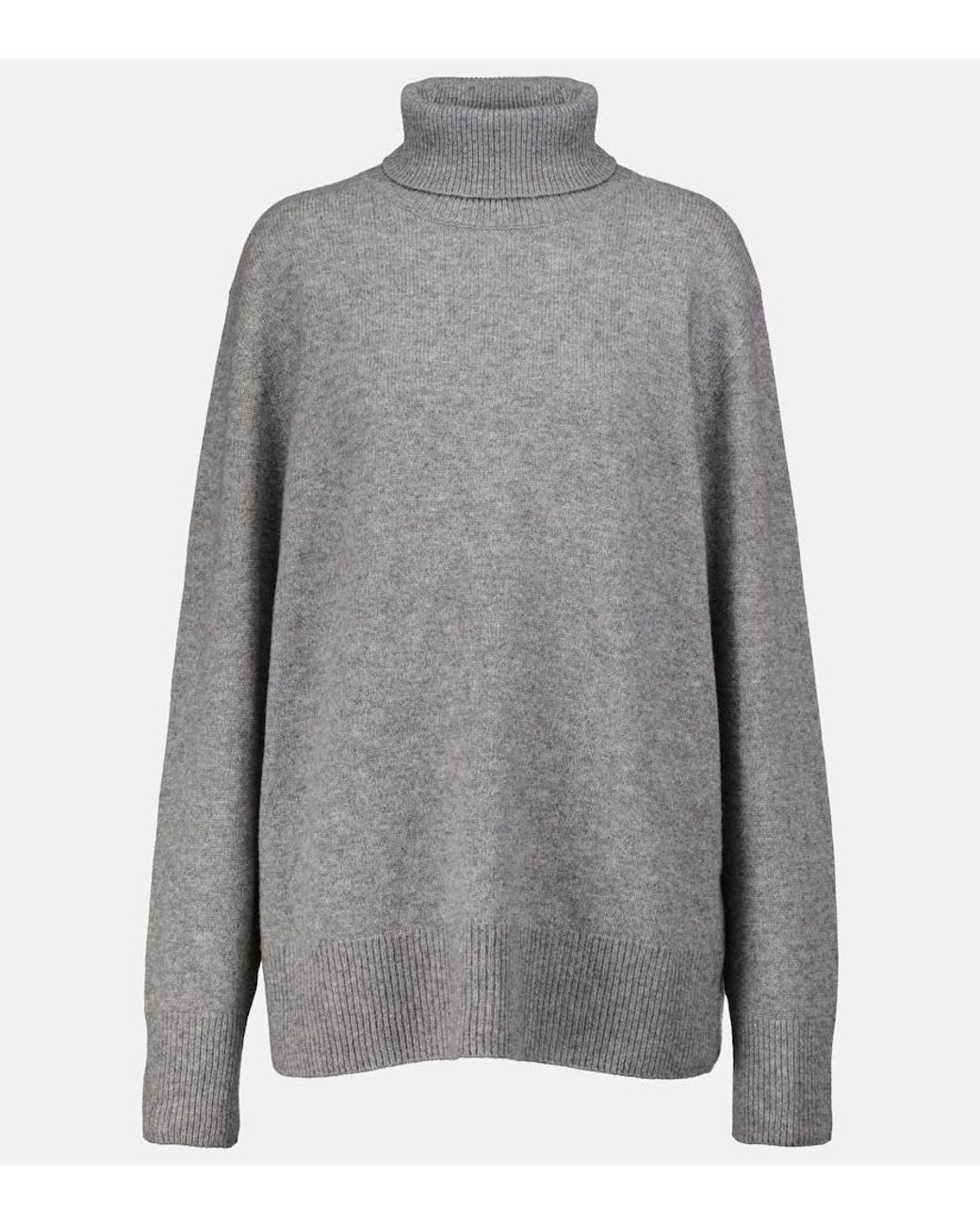 The Row Gray Stepny Wool And Cashmere Turtleneck Sweater