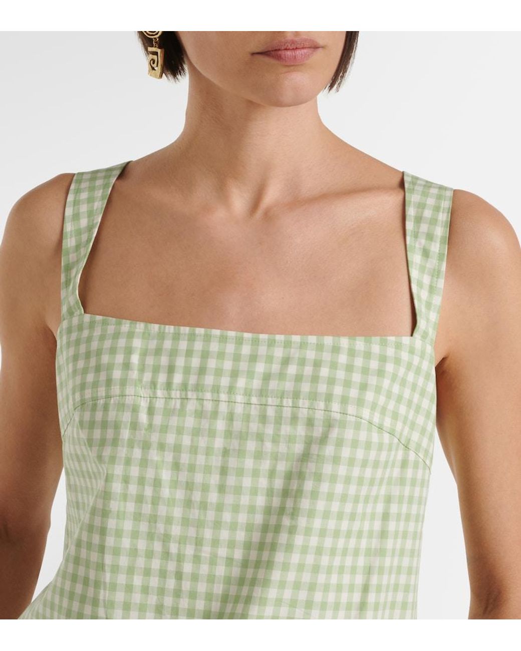 Jonathan Simkhai Green Sloan Gingham Cotton-Blend Minidress