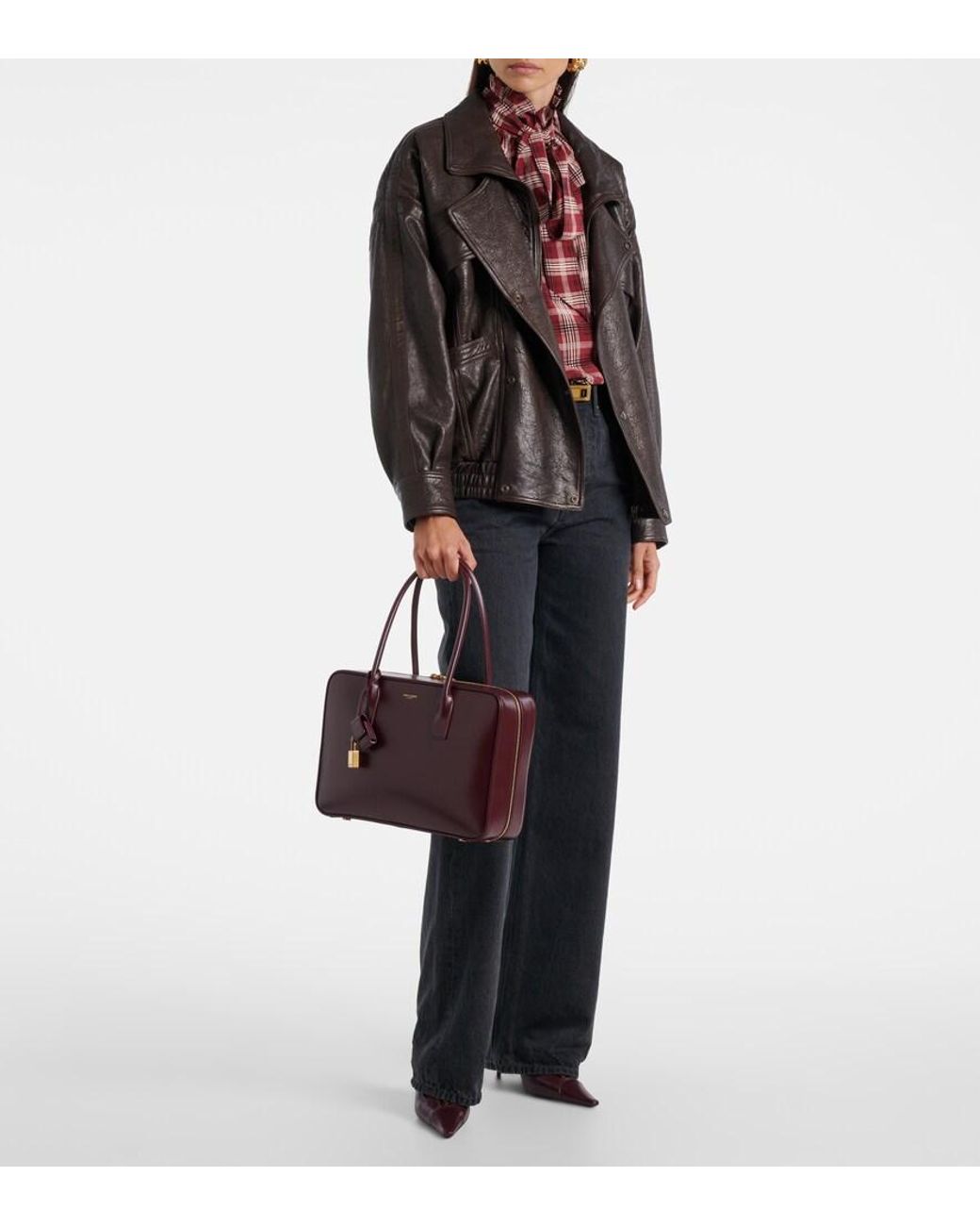 Saint Laurent Red Tote Bag Sac De Jour Aus Leder