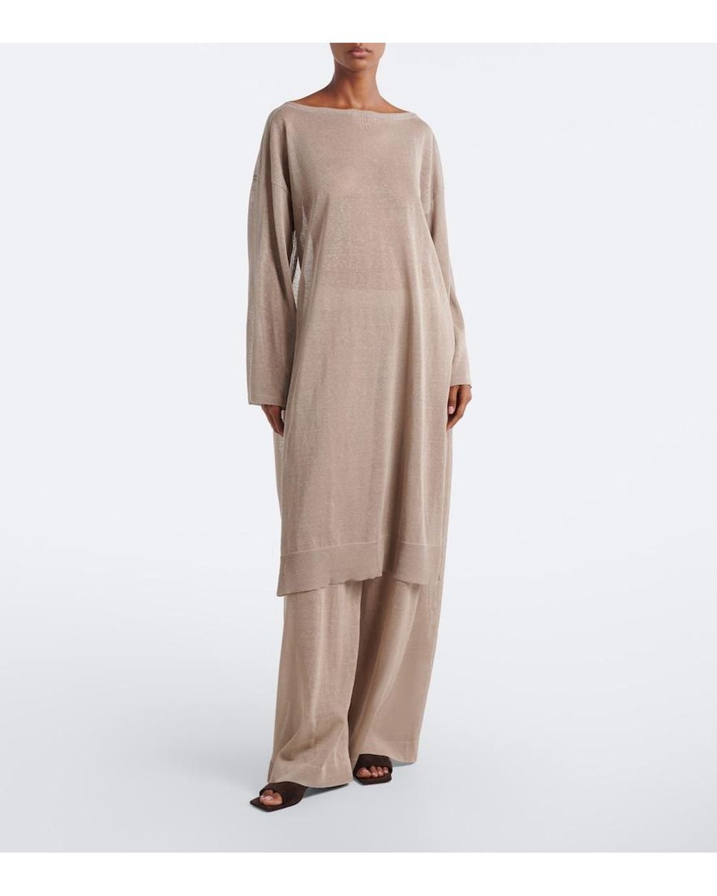 Alaïa Natural Semi-Sheer Linen And Silk Kaftan
