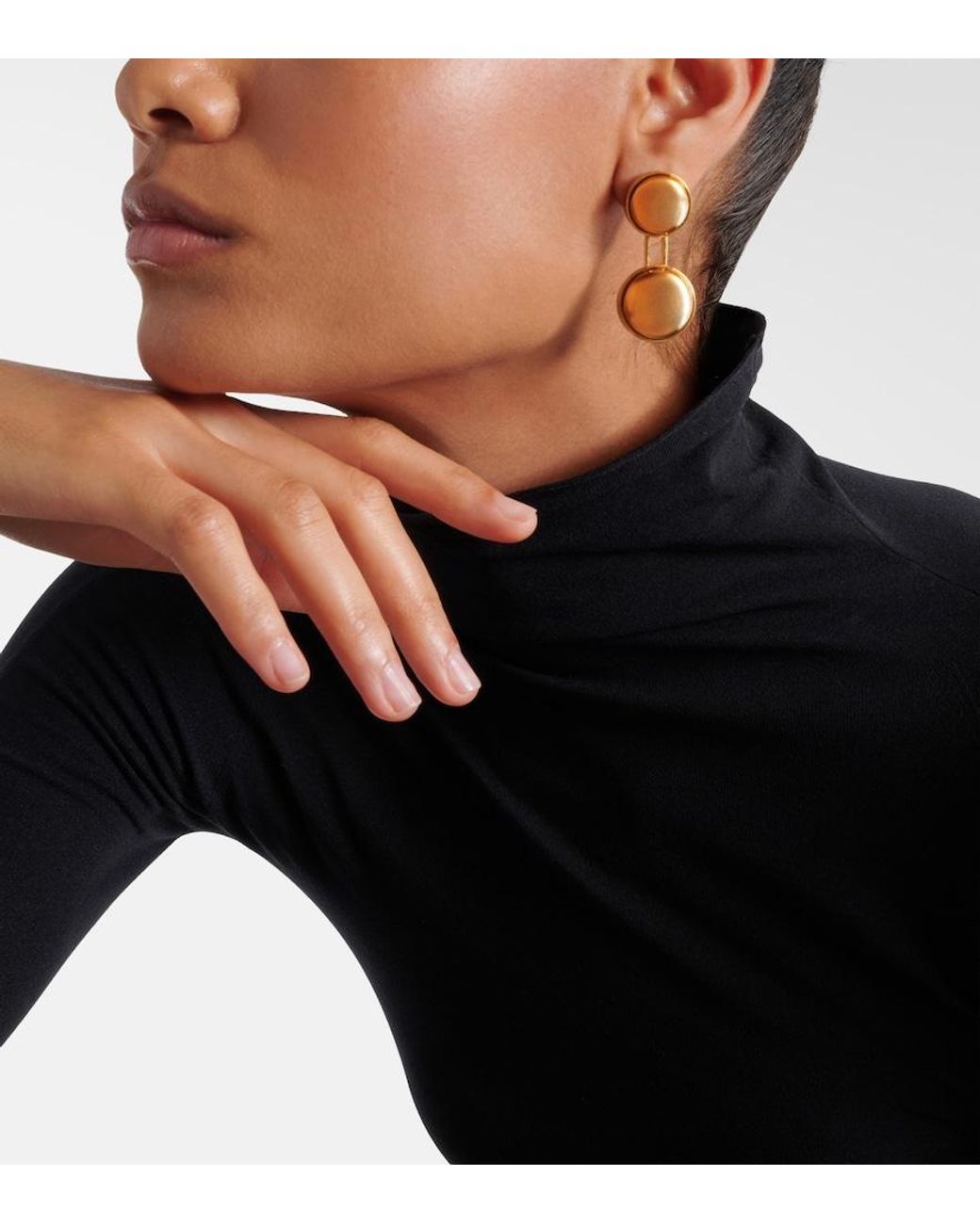 Alaïa Metallic Sphere Small Drop Earrings