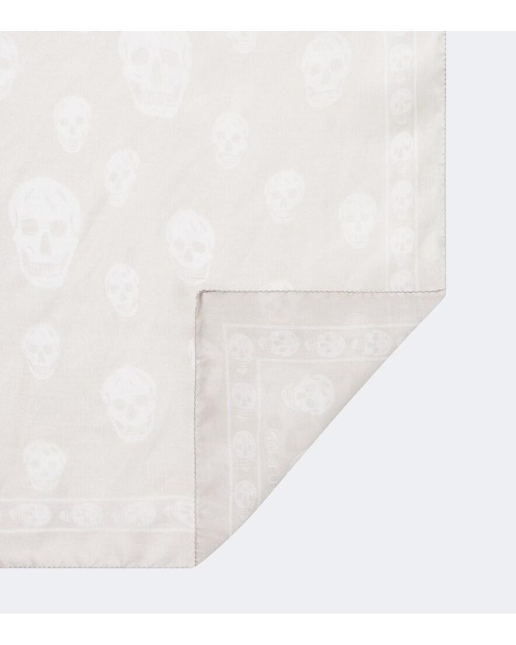 McQueen White Skull Silk Chiffon Scarf
