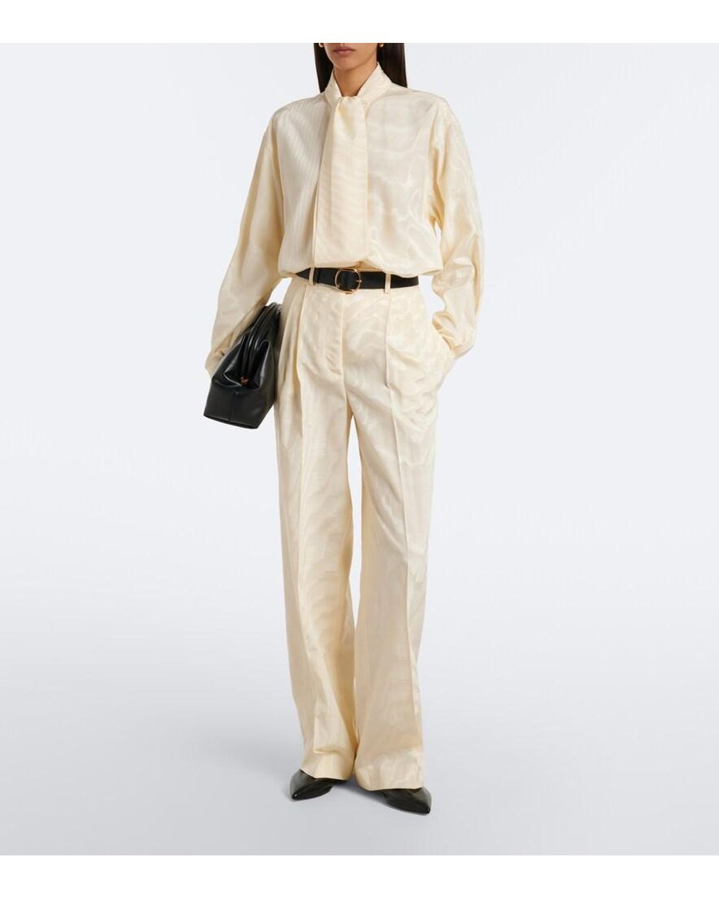 Stella McCartney White Pleated Moire Pants