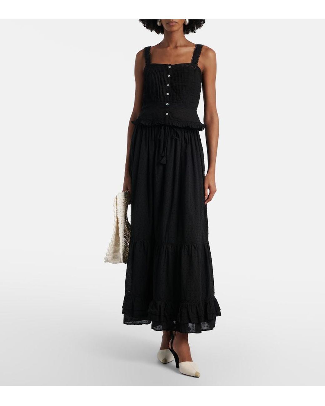 Poupette Black Berry Lace-Trimmed Cotton Top