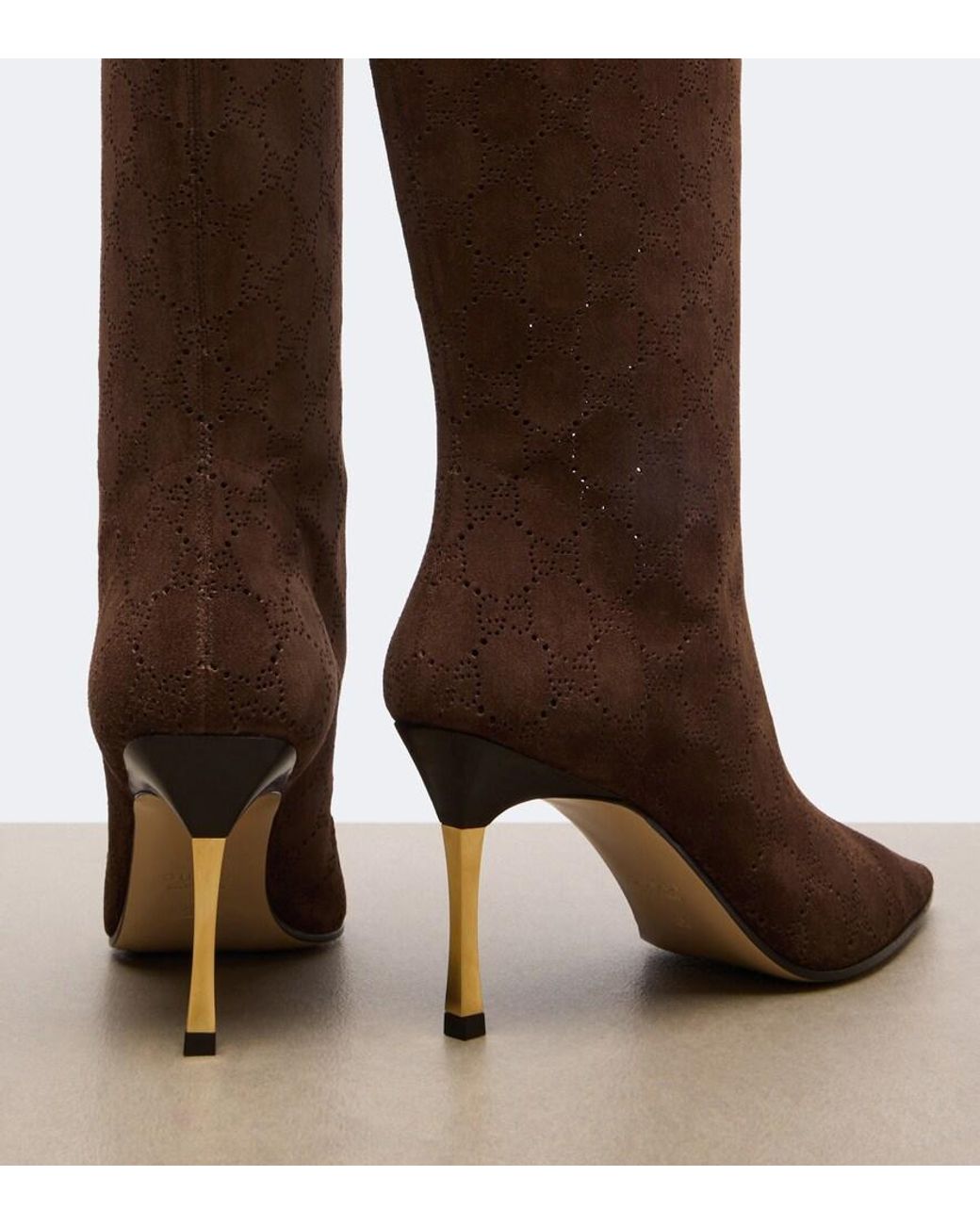 Gucci Brown Bombshell Gg Suede Knee-High Boots