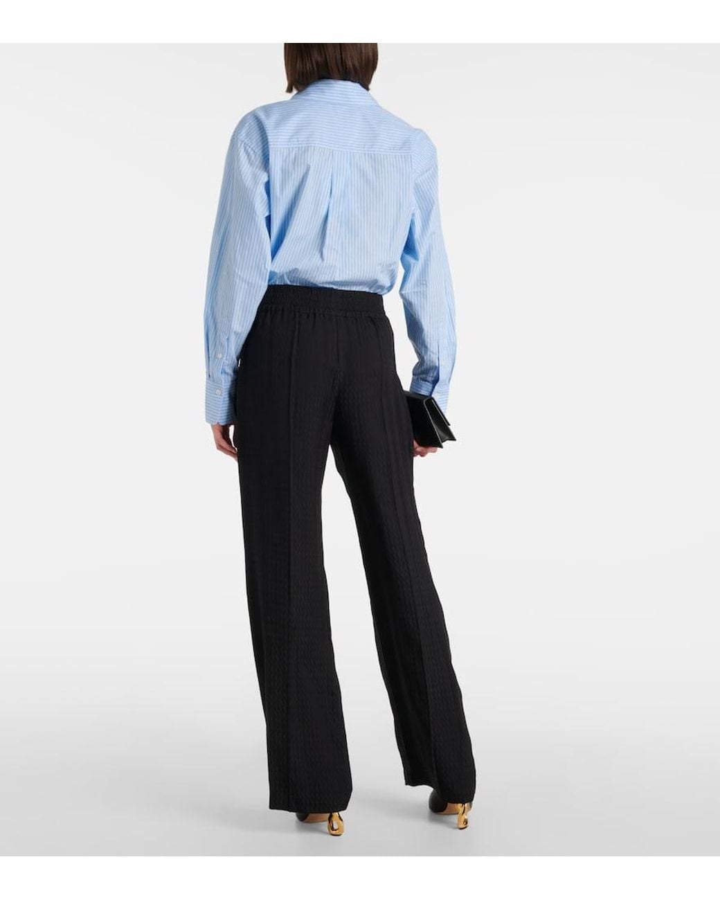 Victoria Beckham Black Gathered Pajama Pants