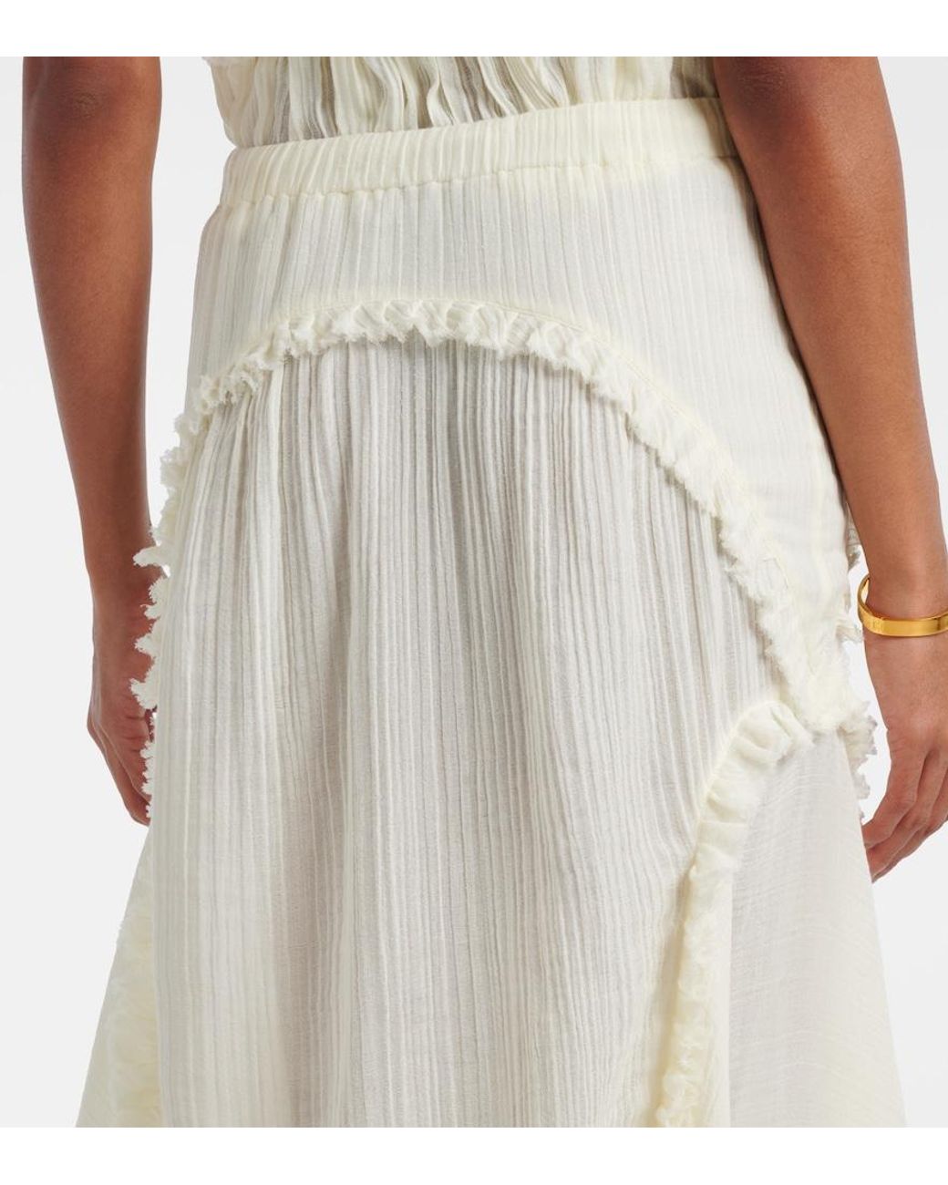 The Attico White Ruffled Cotton Maxi Skirt